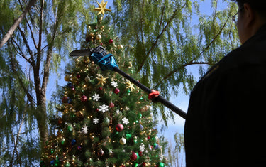 Pole saw christmas tree trimming guide