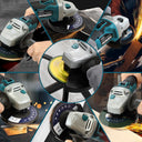 Handheld cordless angle grinder, ideal for woodworking, maintenance and renovation. Features replaceable grinding wheels to handle a wide range of applications.
