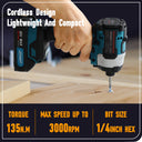 Product Display of Handheld Cordless Impact Screwdriver, Ideal for Woodworking, Renovation, Fast and Efficient Work