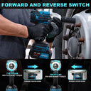 High-power cordless impact wrench for car tire removal, professional repair and DIY projects. Easily breaks loose stubborn and large fasteners.