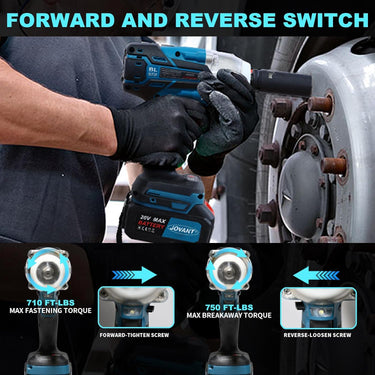 High-power cordless impact wrench for car tire removal, professional repair and DIY projects. Easily breaks loose stubborn and large fasteners.