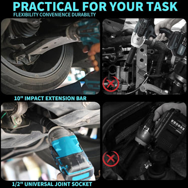 High-power cordless impact wrench for car tire removal, professional repair and DIY projects. Easily breaks loose stubborn and large fasteners.