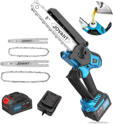 2-in-1 Chainsaw,Cordless Electric Chain Saw,8 Inch&6 Inch Chain Saw with 4A Rechargeable Battery,Battery Powered Handheld Chainsaw for Tree Trimming and Wood Cutting