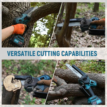 8&6 Inch Mini Chainsaw with auto oil system.Super high chain speed of 33 ft/sec and guide plate is made of titanium alloy,durable and long service life.