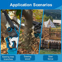 chainsaw is equipped with a high-efficiency pure copper brushless motor that operates at 29.8 feet per second.