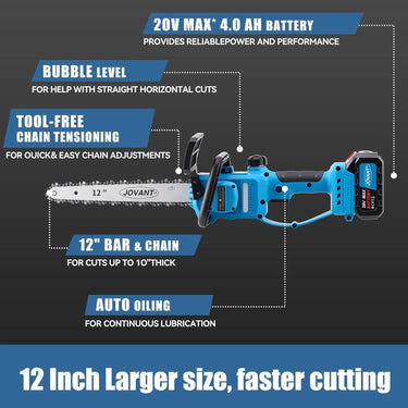 cordless Pole Saw is equipped with 1*20V-4000Mah batteries, which can bring long-lasting use time, better user EXPERIENCE and convenience to trimming high branches,Cutting Log, anytime and anywhere