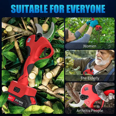 Battery Pruning Shears scissor 1.6" (40mm) branches in 1 click – from roses to thick hedges! 500-1000 cuts/charge lasts 3X longer than manual shears