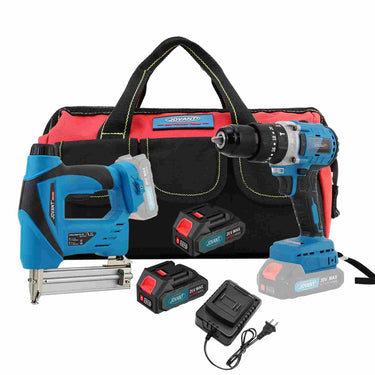 JOVANT 20V Max cordless brushless 1/2 inch drill brad nailer combo kit, with 2 batteries, charger