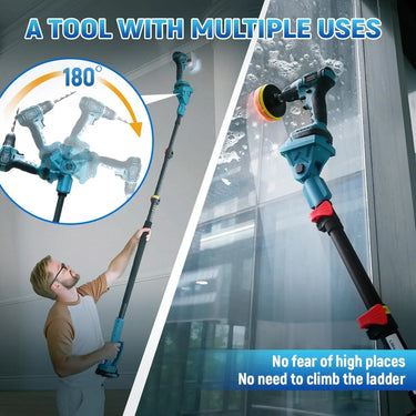 Head pivots and be adjustable 180 degree.You can clean easy both high and low without bending knees and Waist.