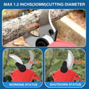 this electric pruning shear for tree trimming combines power and precision with a maximum diameter that can handle most small to medium-sized branches.
