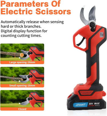High strength steel blades and a brushless motor ensure sharpness and durability for cutting 1inch branches.Ideal for gardens,parks,farms,and orchards,perfect for grapevines and fruit tree pruning job.