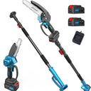 Pole Saw for Tree Trimming,12-Foot Reach Pole Tree Trimmer.6Inch Electric Pole Chainsaw for Branch and Wood Cutting with Portable Bag and 2-20V 4A Battery
