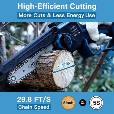 The mini chainsaw cordless and pruning shears can be used for low-position work