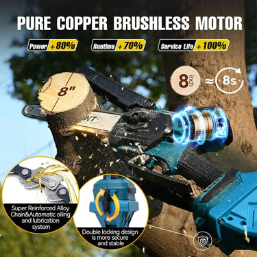 JOVANT telescoping 8inch electric chainsaw is equipped with 2*20V-4000Mah batteries