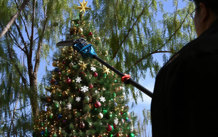 Pole saw christmas tree trimming guide