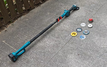 Pole Angle Grinder: Display of multi-functional accessories, suitable for various scenarios such as woodworking, high-altitude work and renovation.