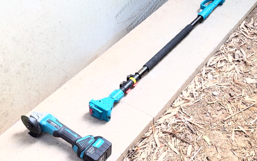 Cordless pole angle grinder with adjustable telescopic pole for high wall and tight corner grinding
