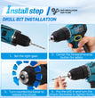 JOVANT Cordless Drill with Cobalt Bit Set and Battery