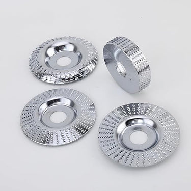 Angle Grinder Wood Carving Disc Set, 5/8 Inch Arbor, Wood Shaping/Grinding/Cutting Wheel, 4pcs, Silver