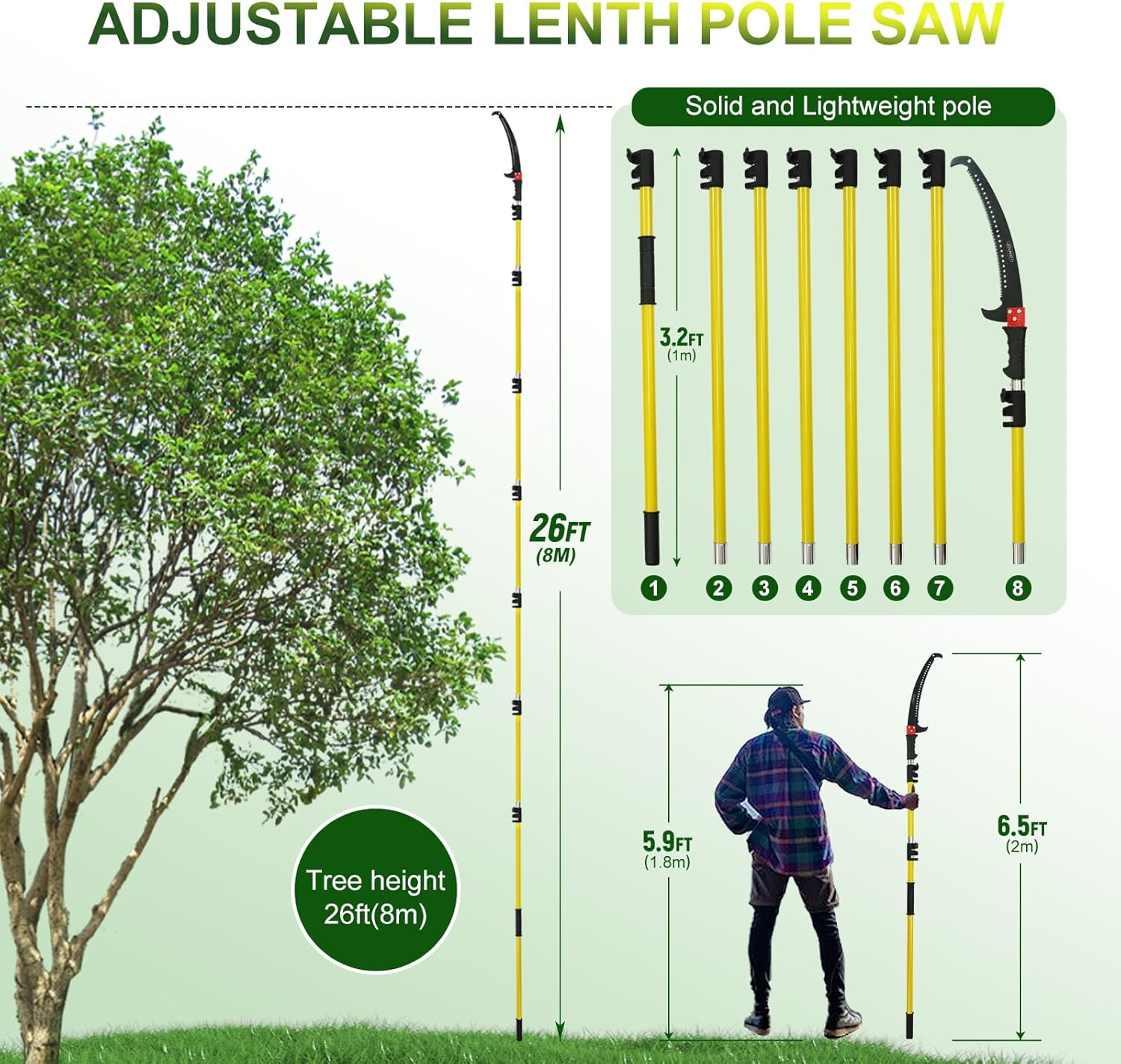 JOVANT 26FT Pruning Shear with Saw Attachment