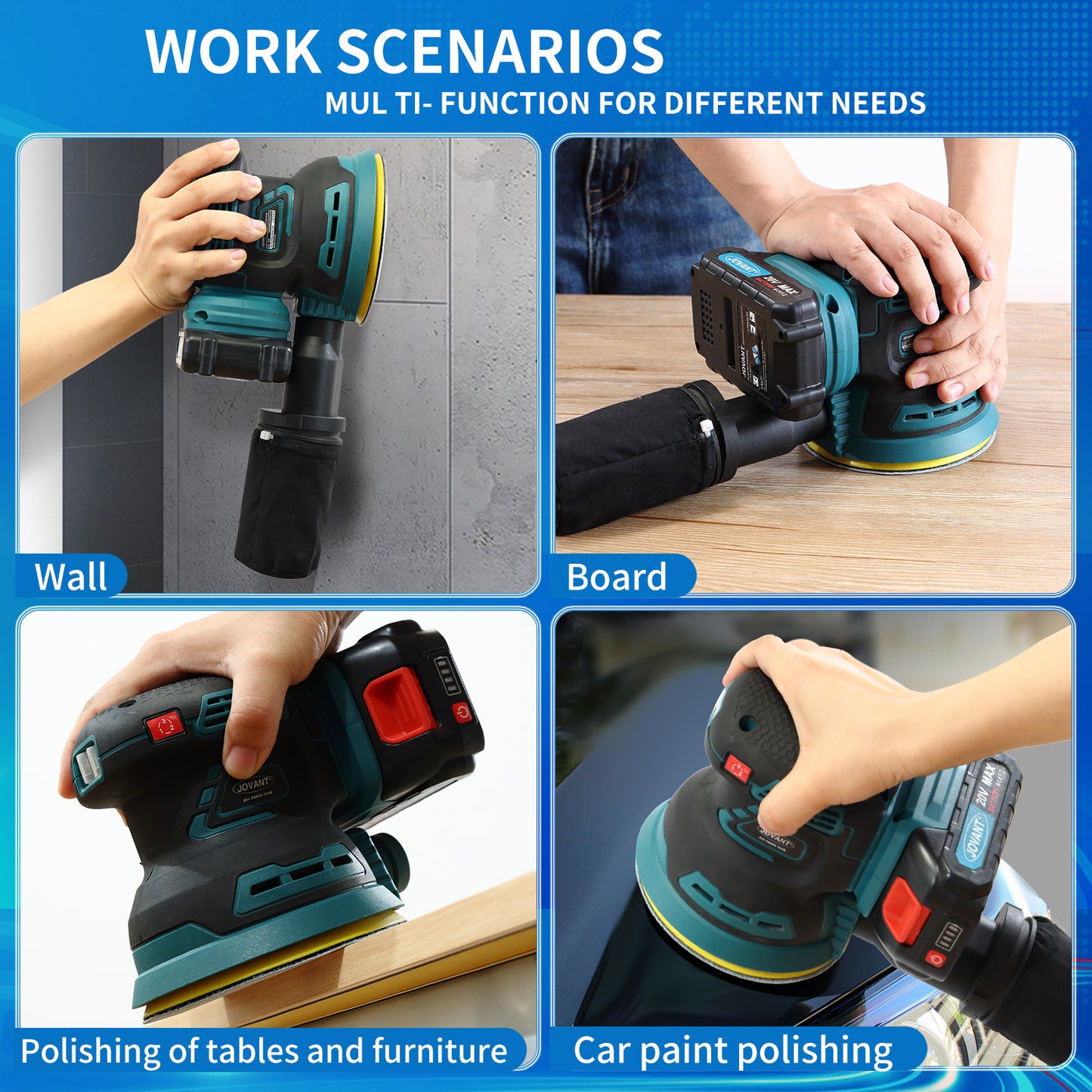 5" Brushless Orbital Sander with Dust Collector, Variable Speed