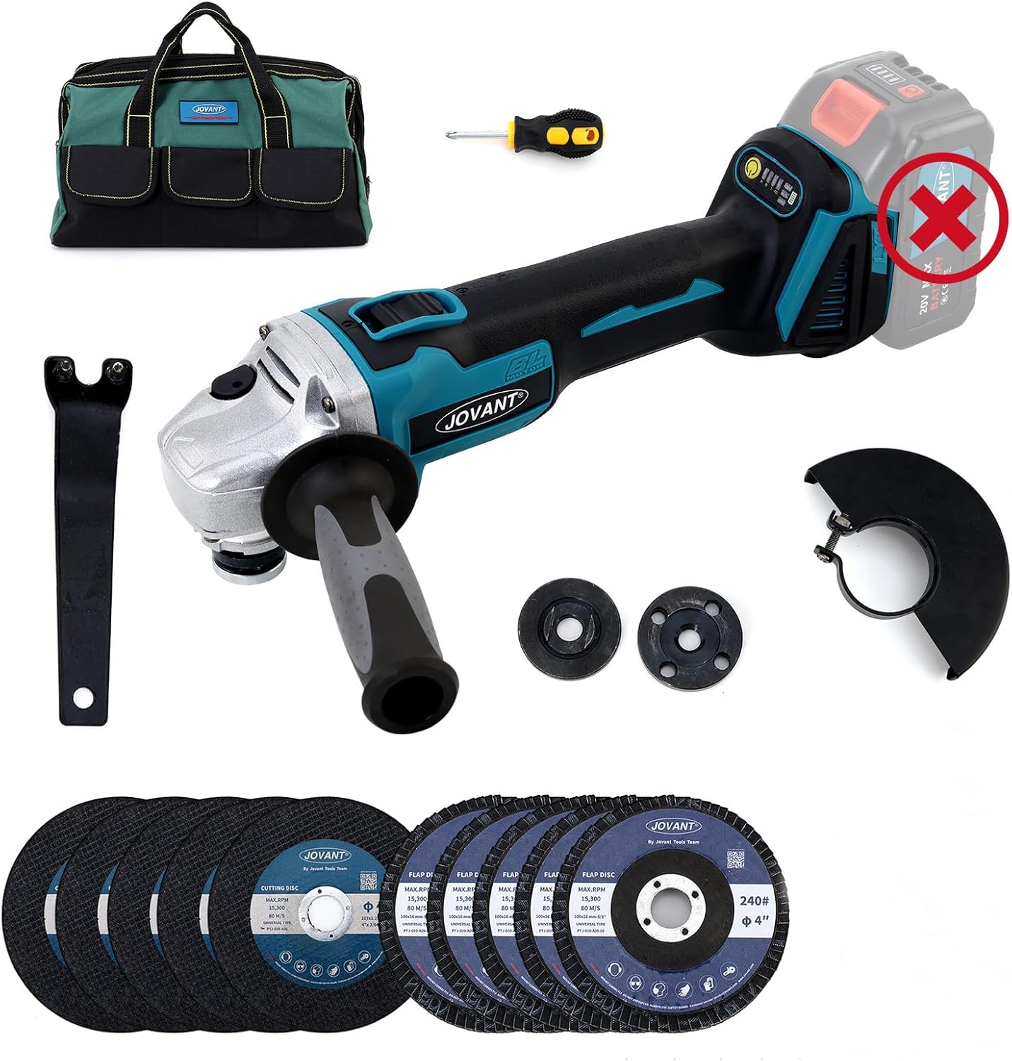 JOVANT Cordless Angle Grinder, 4", 8500RPM, Makita Compatible