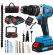 JOVANT Cordless Drill with 13pc Cobalt Bit Set and Battery