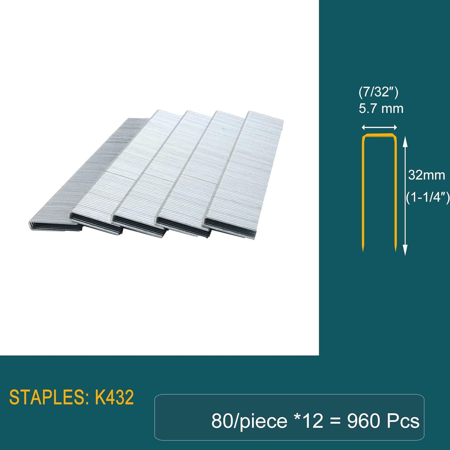 JOVANT - Agrafes à couronne étroite 7/32" pour pistolet à clous 20V 50MM (3/4"&amp;1"&amp;1-1/4"&amp;1-1/2")