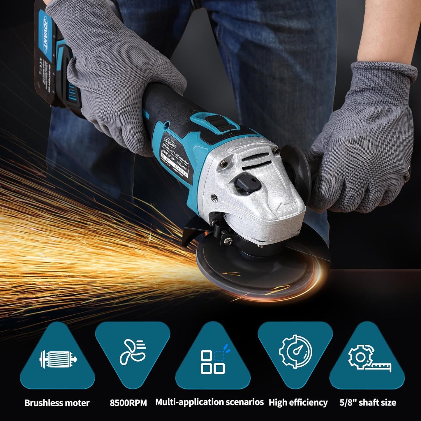 JOVANT Cordless Angle Grinder, 4", 8500RPM, Makita Compatible