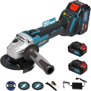 Handheld cordless angle grinder, ideal for woodworking, maintenance and renovation. Features replaceable grinding wheels to handle a wide range of applications.