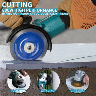 Handheld cordless angle grinder, ideal for woodworking, maintenance and renovation. Features replaceable grinding wheels to handle a wide range of applications.