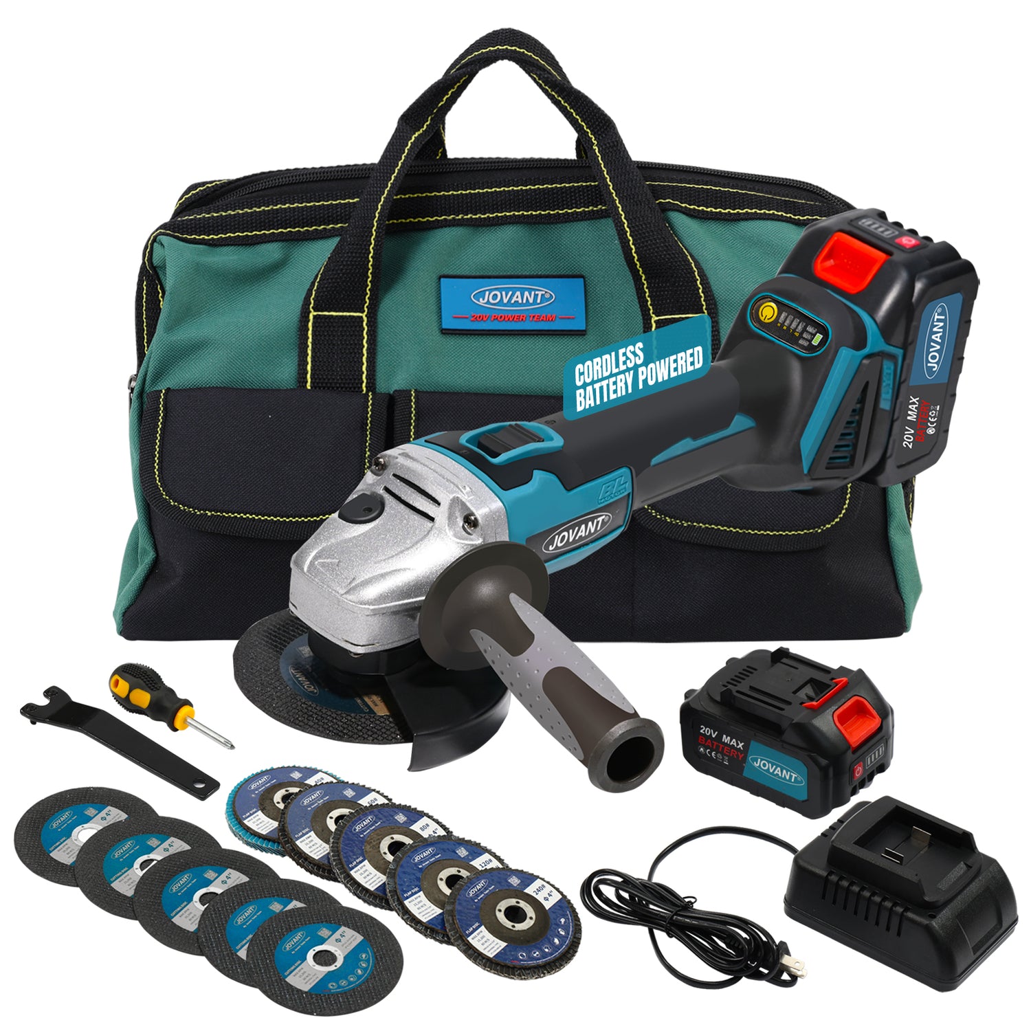 Handheld Cordless Angle Grinder Kit Display
