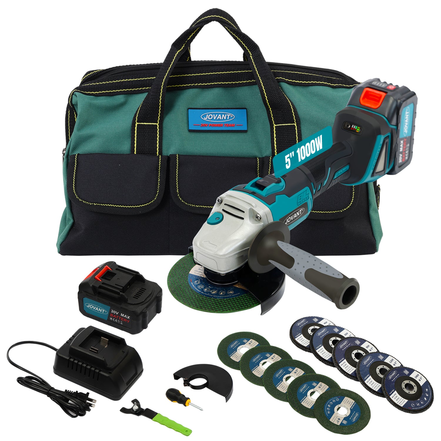 Handheld Cordless Angle Grinder Kit Display