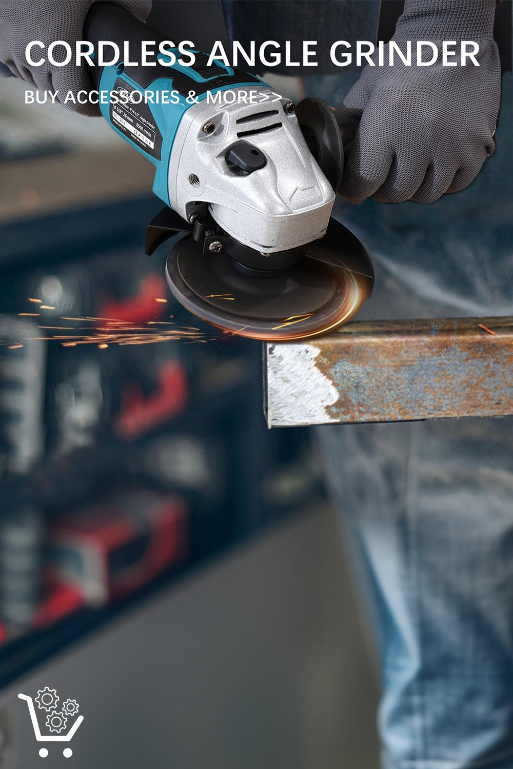Cordless Angle Grinder Sanding Scene Display