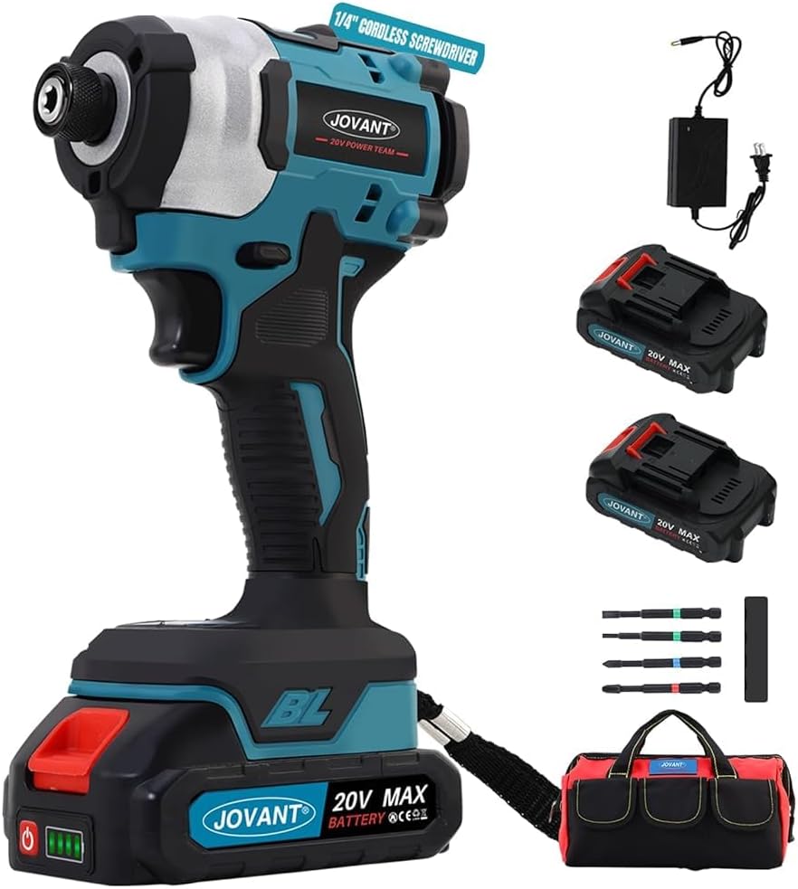 Product Display of Handheld Cordless Impact Screwdriver, Ideal for Woodworking, Renovation, Fast and Efficient Work