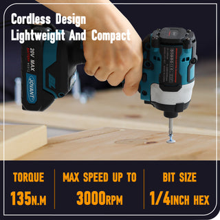 Product Display of Handheld Cordless Impact Screwdriver, Ideal for Woodworking, Renovation, Fast and Efficient Work