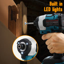 Product Display of Handheld Cordless Impact Screwdriver, Ideal for Woodworking, Renovation, Fast and Efficient Work