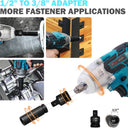High-power cordless impact wrench for car tire removal, professional repair and DIY projects. Easily breaks loose stubborn and large fasteners.