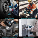 High-power cordless impact wrench for car tire removal, professional repair and DIY projects. Easily breaks loose stubborn and large fasteners.