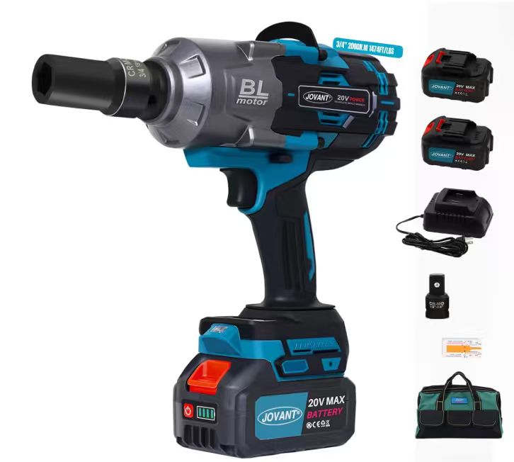 High-power cordless impact wrench for car tire removal, professional repair and DIY projects. Easily breaks loose stubborn and large fasteners.