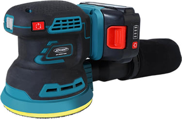 Cordless Random Orbital Sander, battery-powered, no power cord required, ideal for sanding in woodworking, renovation and other applications.