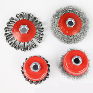 4er-Pack Drahtbürsten für Winkelschleifer, 4-Zoll-Winkelschleifer-Drahtbürstenset, für 4 1/2-Zoll-Winkelschleifer, 5/8"-11-Gewindeaufnahme, verdrillter, grob gekräuselter Drahtbürstensatz 