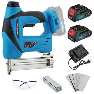 Akku-Nagler 2-in-1, 20 V, 4 x 80 Nägel, 4 x 88 Klammern, Klammerentferner, 2 x 2,0 Ah Li-Ion-Akkus und 2,4 A Ladegerät, ideal für Heimwerkerprojekte. 