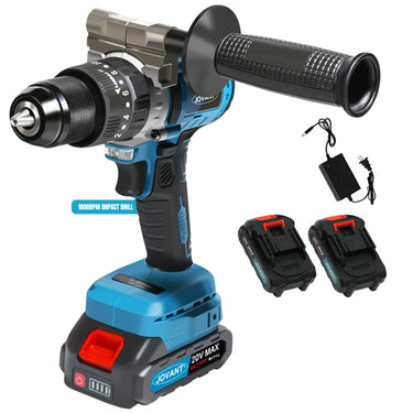 20V Max Cordless Hammer Drill, 1/2" Keyless All Metal Chuck Brushless Impact Drill, Compact Driver Drills for Metal, Wood, Thick Concrete -JOVANT (2 Batteries)