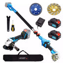 Telescopic Long Handle Angle Grinder, 2-in-1 design for high-altitude cutting and grinding. It can be used handheld as a regular cordless angle grinder, or attached to an extension pole for high work without a ladder.