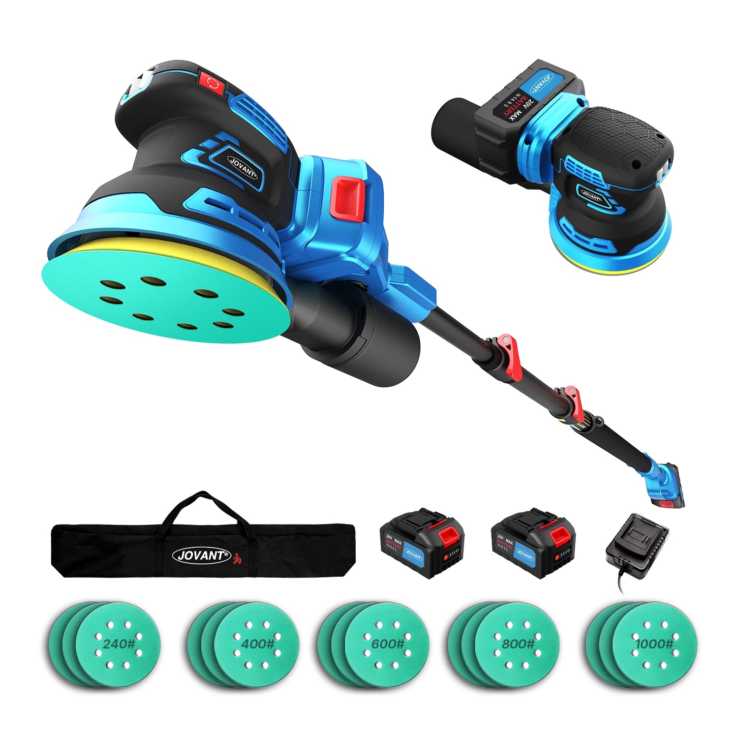 Pole Sander, designed for high-altitude sanding. 2-in-1 handheld and telescopic design. When connected to an extension pole, it can sand walls and ceilings without using a ladder.