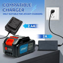 our battery provides 6 protective systems including over-discharge,over-heat,over-charge,over-current,over-voltage and short-circuit protection.You can use it safely on your tools.