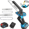 2-in-1 Chainsaw,Cordless Electric Chain Saw,8 Inch&6 Inch Chain Saw with 4A Rechargeable Battery,Battery Powered Handheld Chainsaw for Tree Trimming and Wood Cutting