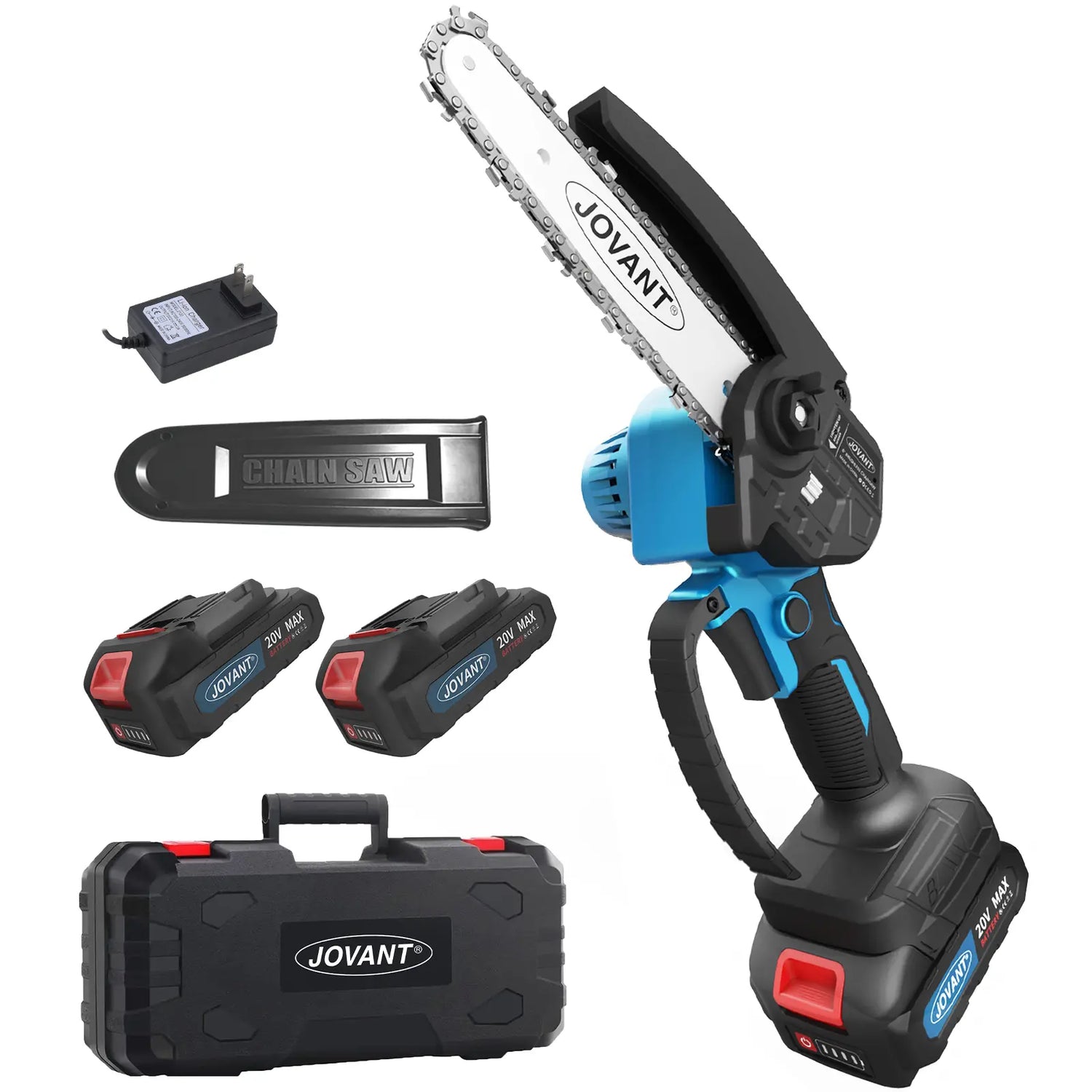 The Jovant 6 mini chain saw delivers exceptional cutting power with a 21.8 ft/s chain speed