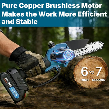 Jovant tree saw features a precision gear lever to prevent chain kickback